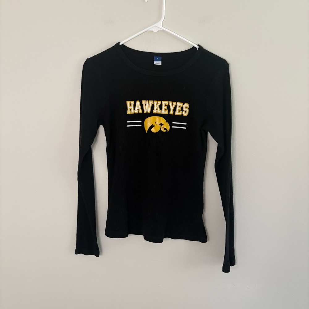 Old Navy Women’s Medium Black Long Sleeve Thermal university of Iowa Hawkeyes